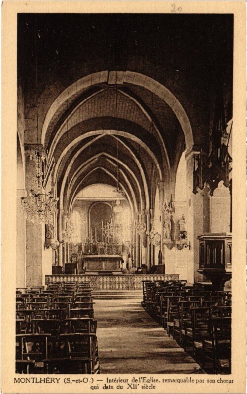 Carte postale ancienne Montlhery Interieur de l'Eglise