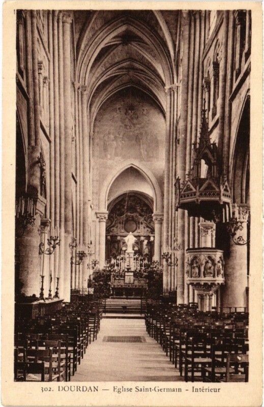 Carte postale ancienne Dourdan Eglise Saint-Germain Interieur à Dourdan
