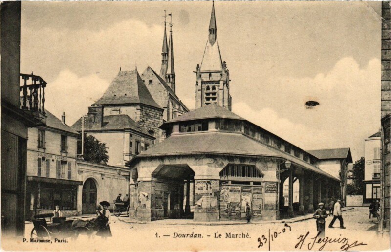 Carte postale ancienne Dourdan Le Marche à Dourdan