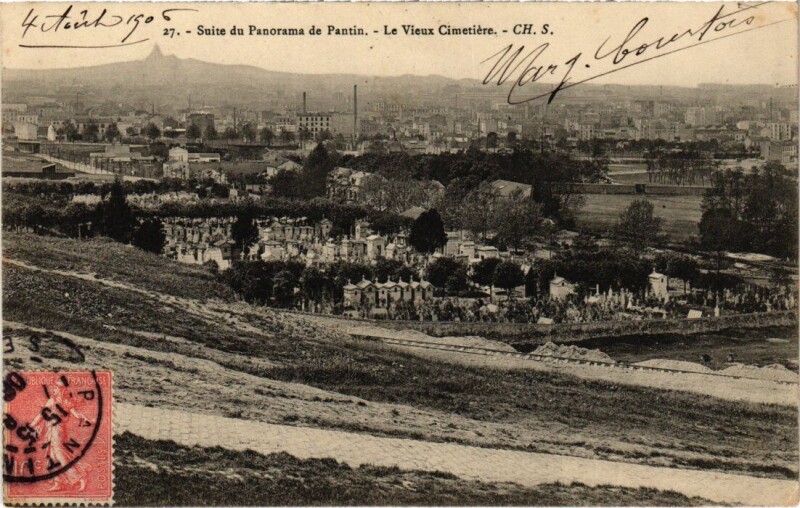 Carte postale ancienne Pantin Suite du Panorama - Vieux Cimetiere à Pantin
