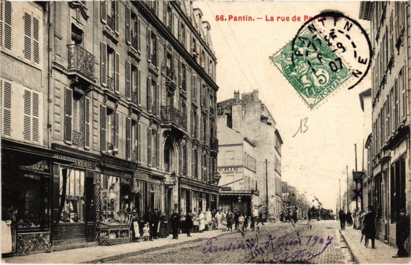 Carte postale ancienne Pantin Rue de Paris à Pantin