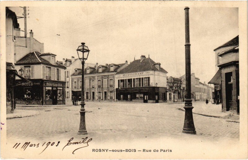 Carte postale ancienne Rosny-sous-Bois Rue de Paris à Rosny-sous-Bois