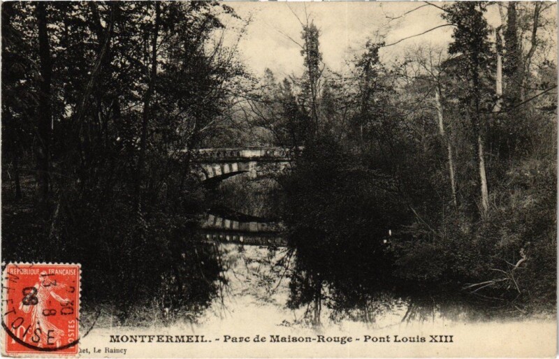 Carte postale ancienne Montfermeil Franceville - Parc de Maison-Rouge - Pont Louis Xiii à Montfermeil
