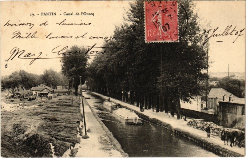 Carte postale ancienne Pantin Canal de l'Ourcq à Pantin