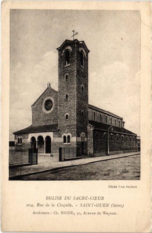 Carte postale ancienne Eglise du Sacré-Coeur à Saint-Ouen-sur-Seine