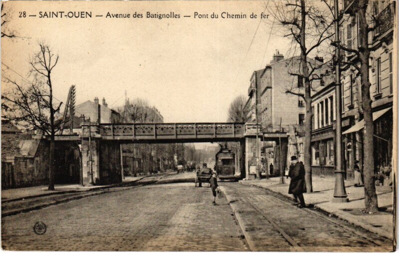 Carte postale ancienne Avenue des Batignolles - Pont du Chemin de Fer à Saint-Ouen-sur-Seine
