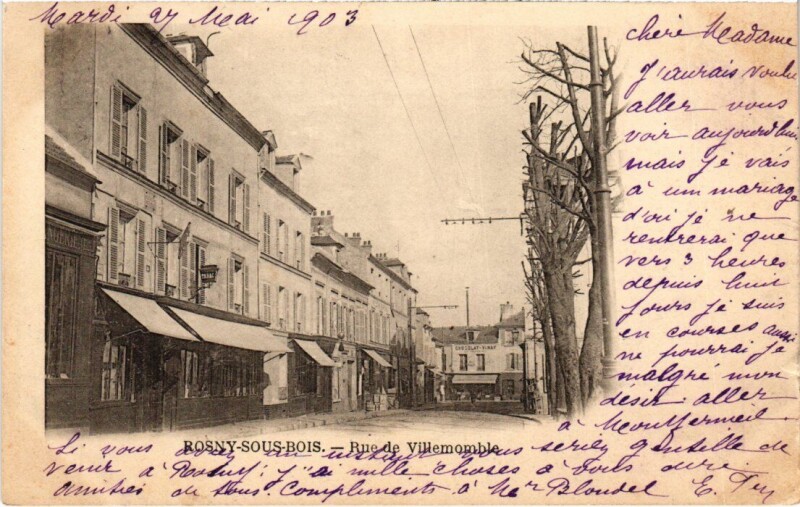 Carte postale ancienne Rosny-sous-Bois Rue de Villemomble à Rosny-sous-Bois