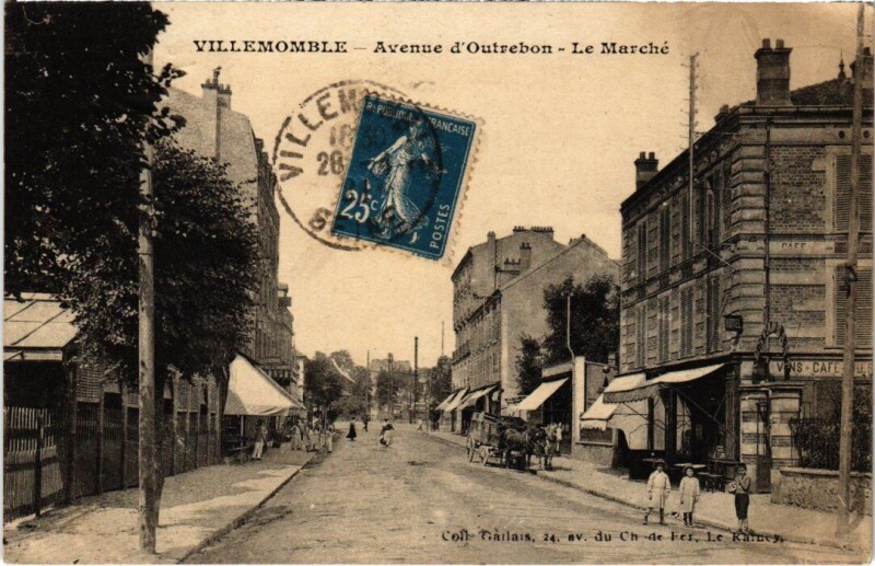 Carte postale ancienne Villemomble Avenue d'Outrebon - Le Marche à Villemomble