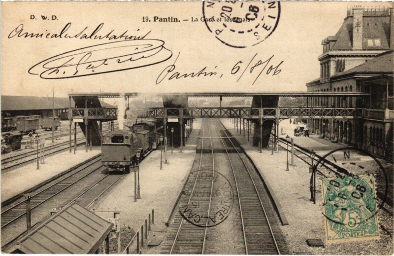 Carte postale ancienne Pantin La Gare et les Quais à Pantin