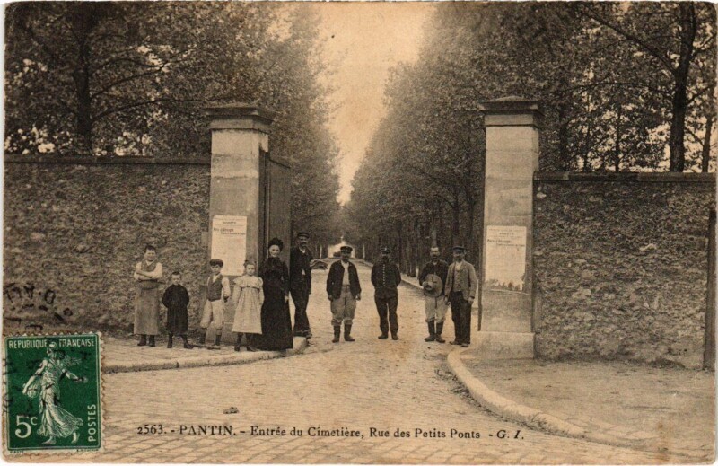 Carte postale ancienne Pantin Entree du Cimetiere - Rue des Petits Ponts à Pantin