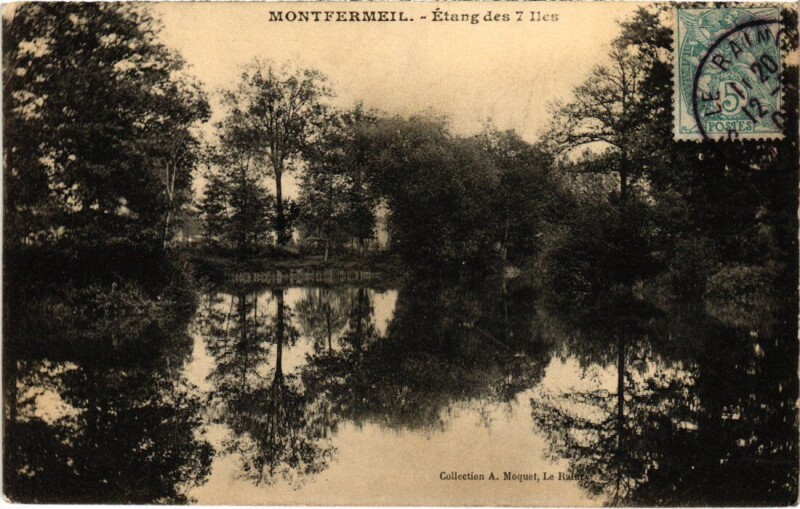 Carte postale ancienne Montfermeil Etang des 7 Ilest à Montfermeil