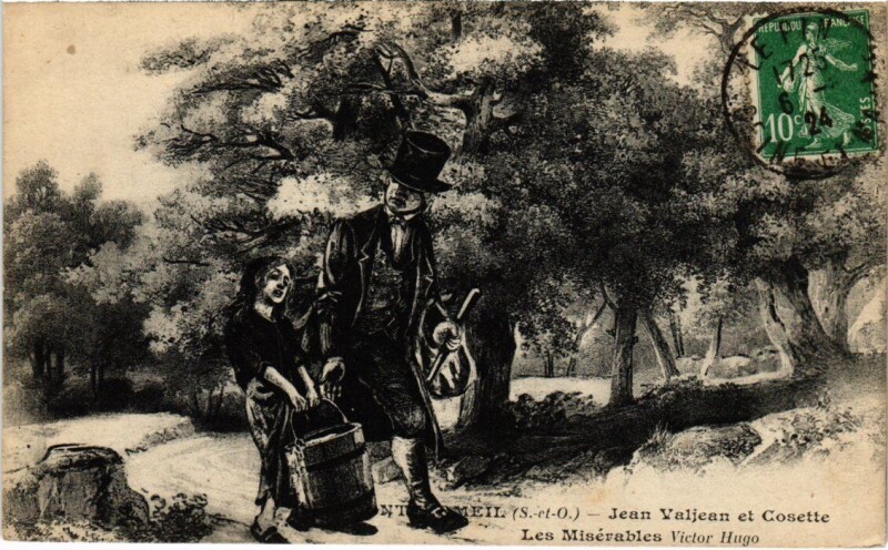 Carte postale ancienne Montfermeil Jean Valjean et Cosette à Montfermeil