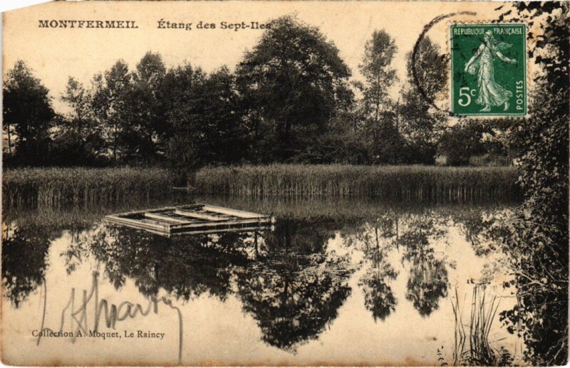 Carte postale ancienne Montfermeil Etang des Sept Iles à Montfermeil