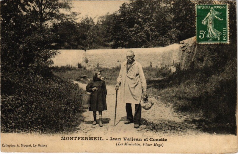 Carte postale ancienne Montfermeil Jean Valjean et Cosette à Montfermeil