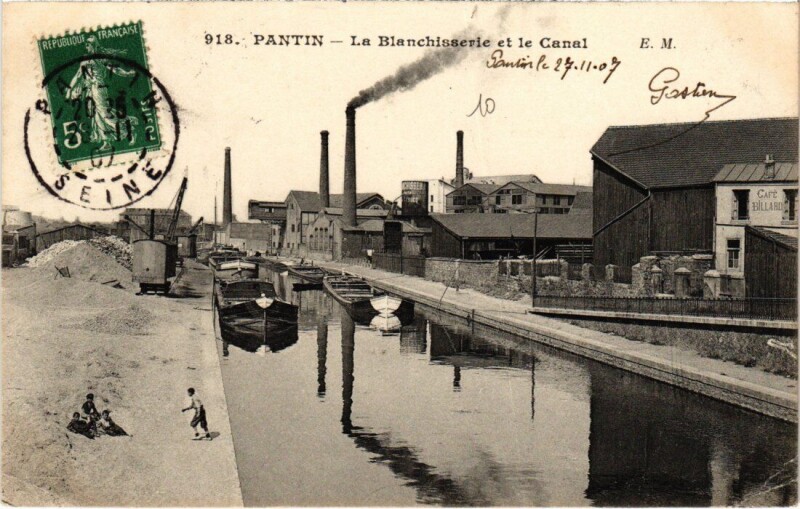 Carte postale ancienne Pantin La Blanchisserie et le Canal à Pantin