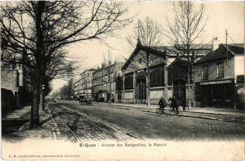 Carte postale ancienne Avenue des Batignolles, le Marché à Saint-Ouen-sur-Seine