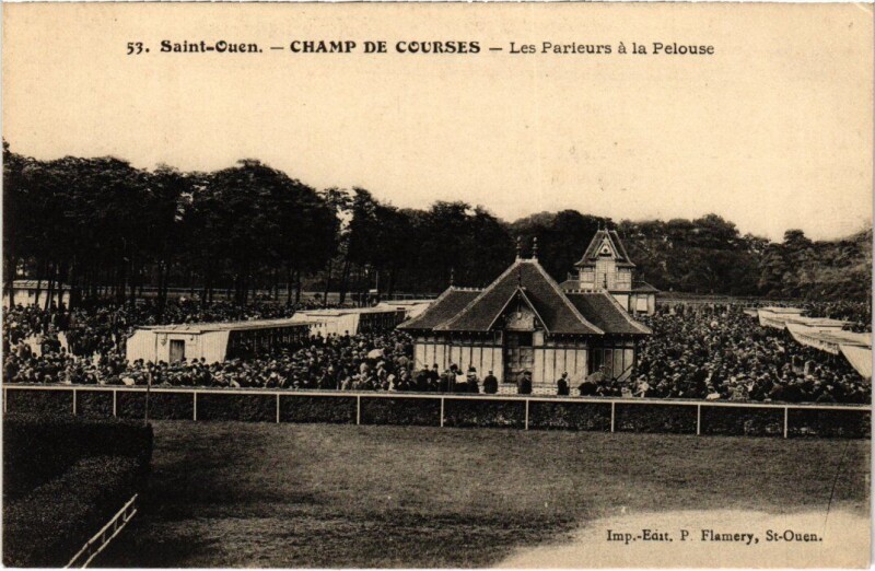 Carte postale ancienne Champ de Courses - Les Parieurs à la Pelouse à Saint-Ouen-sur-Seine