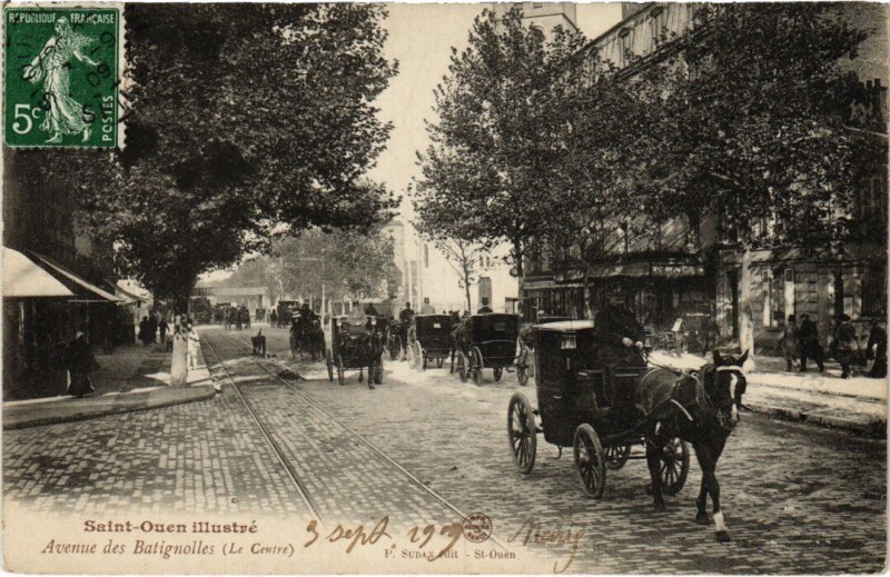 Carte postale ancienne Avenue des Batignolles - Le Centre à Saint-Ouen-sur-Seine