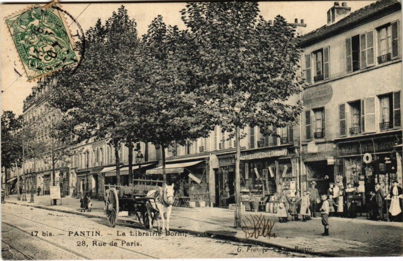 Carte postale ancienne Pantin La Librairie Borni - Rue de Paris à Pantin