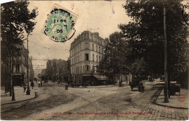 Carte postale ancienne Rue Montmartre et Avenue des Batignolles à Saint-Ouen-sur-Seine
