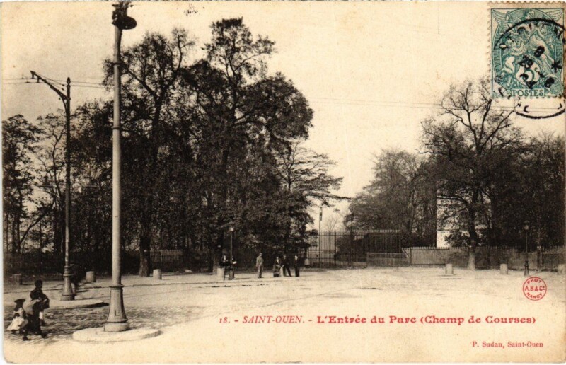 Carte postale ancienne L'Entrée du Parc (Champ de Courses) à Saint-Ouen-sur-Seine