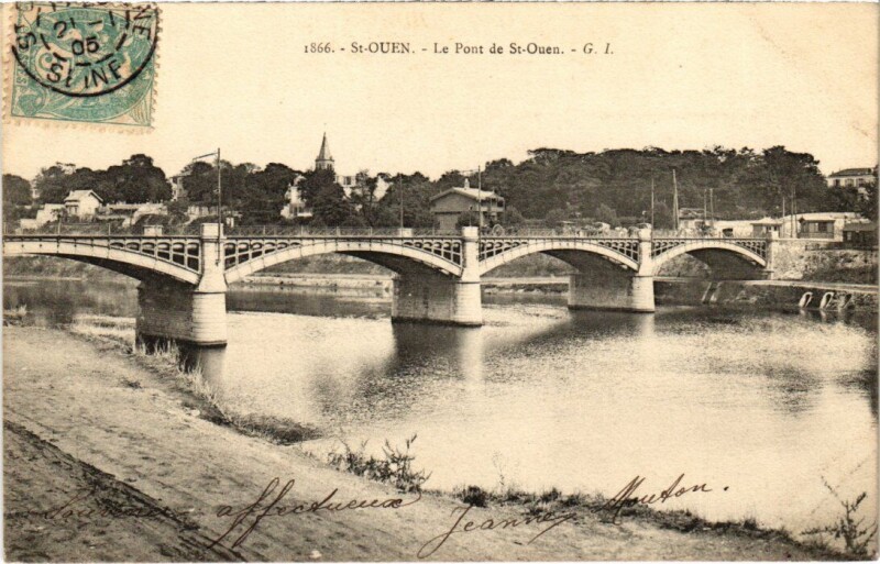 Carte postale ancienne Le Pont de Saint-Ouen à L'Île-Saint-Denis