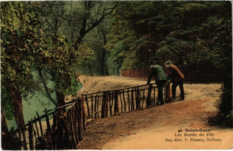 Carte postale ancienne Les Bords de l'Ile à Saint-Ouen-sur-Seine