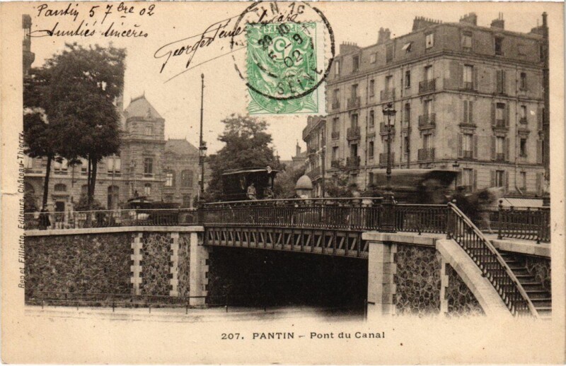 Carte postale ancienne Pantin Pont du Canal à Pantin