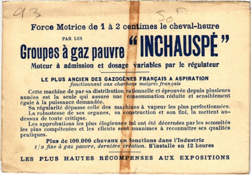 Carte postale ancienne Pantin Inchauspe Ingenieur-Constructeur -Gaz - Advertising à Pantin