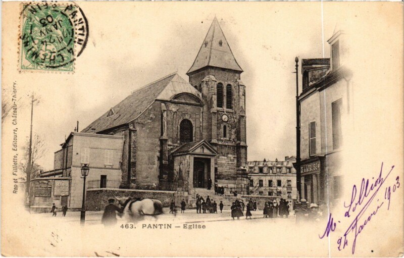 Carte postale ancienne Pantin Eglise à Pantin