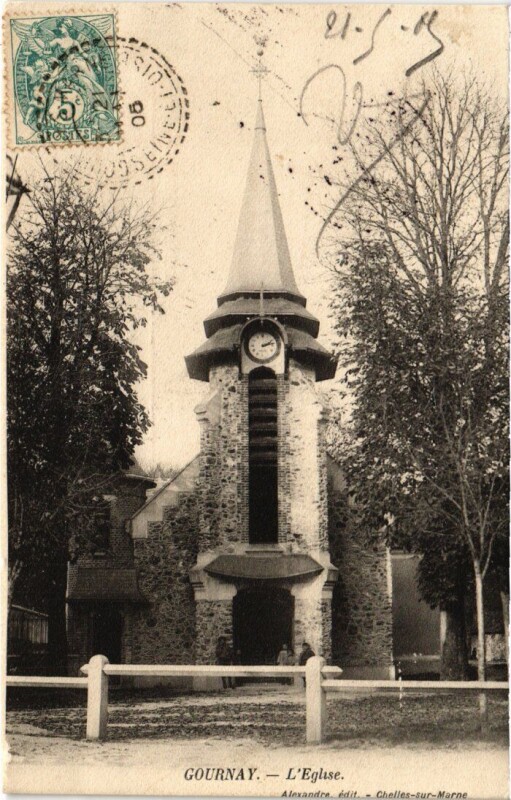 Carte postale ancienne Gournay-sur-Marne Eglise à Gournay-sur-Marne
