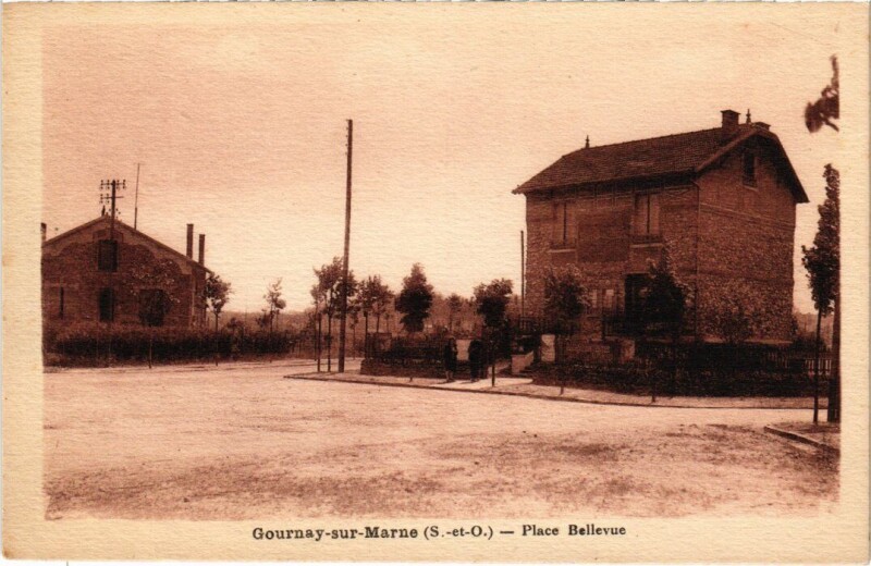 Carte postale ancienne Gournay-sur-Marne Place Bellevue à Gournay-sur-Marne