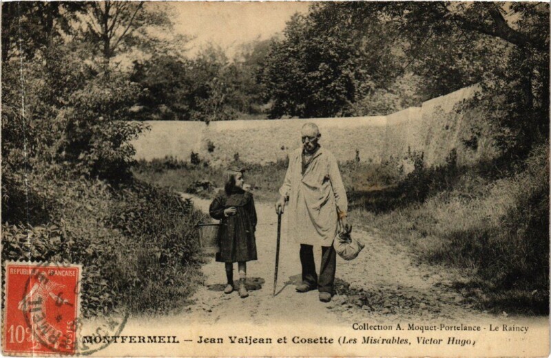 Carte postale ancienne Montfermeil Jean Valjean et Cosette à Montfermeil