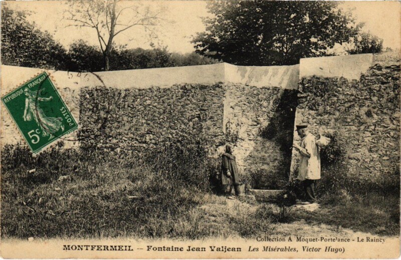 Carte postale ancienne Montfermeil Fontaine Jean-Valjean à Montfermeil