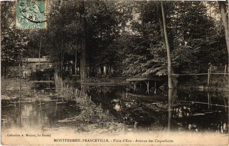 Carte postale ancienne Montfermeil Franceville - Piece d'Eau - Avenue des Coquelicots à Montfermeil