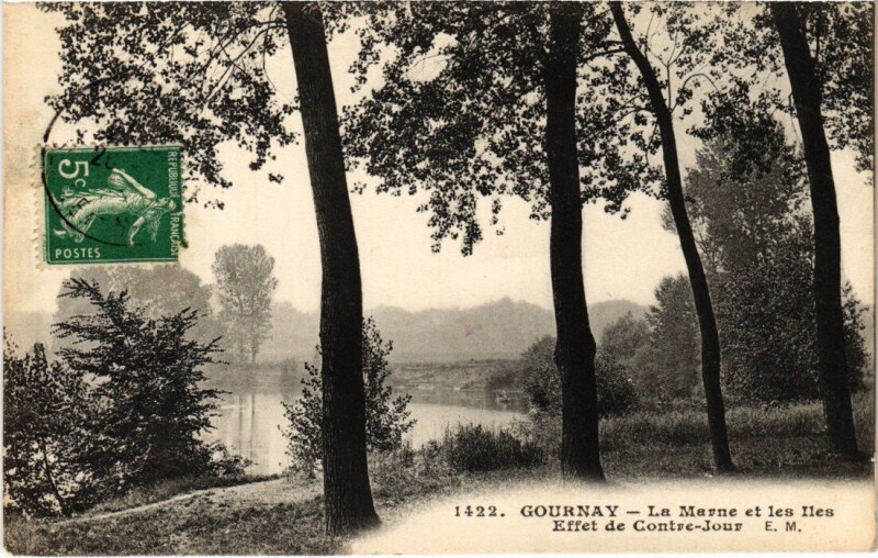 Carte postale ancienne Gournay-sur-Marne La Marne et les Iles - Effet de Contre-Jour à Gournay-sur-Marne