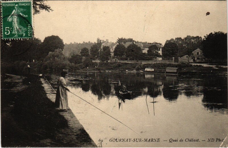 Carte postale ancienne Gournay-sur-Marne Quai de Chelivet à Gournay-sur-Marne