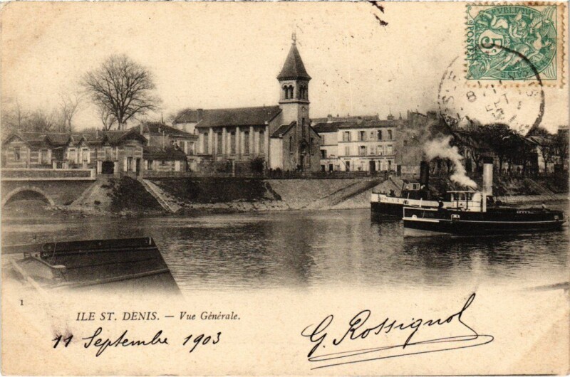 Carte postale ancienne L'Ile-Saint-Denis Vue Generale à Saint-Denis