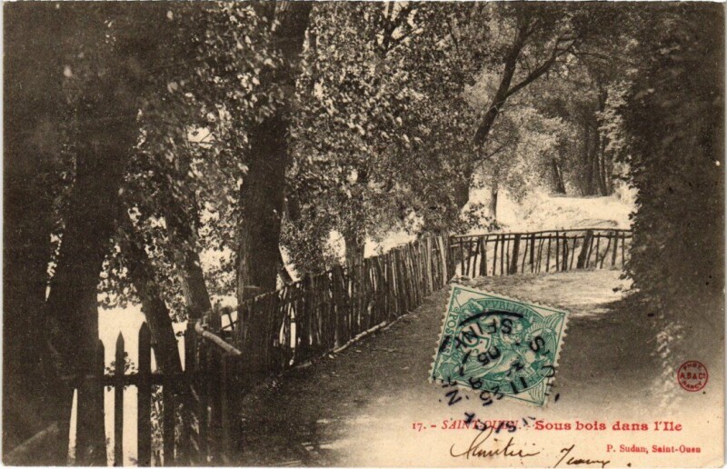 Carte postale ancienne Sous bois dans l'Ile à Saint-Ouen-sur-Seine