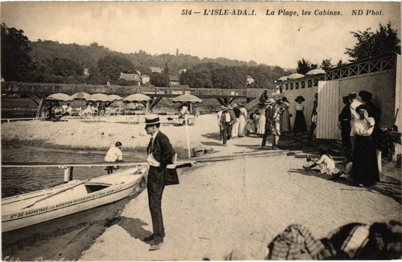 Carte postale ancienne L'Isle-Adam La Plage - Les Cabines