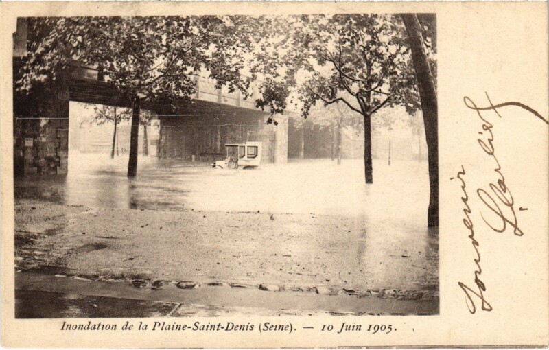 Carte postale ancienne Saint-Denis La-Plaine-Saint-Denis - Inondation - 1905 à Saint-Denis