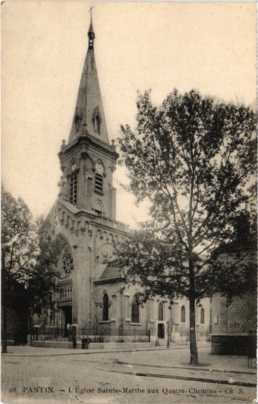 Carte postale ancienne Pantin L'Eglise Sainte-Marthe aux Quatre-Chemins à Pantin