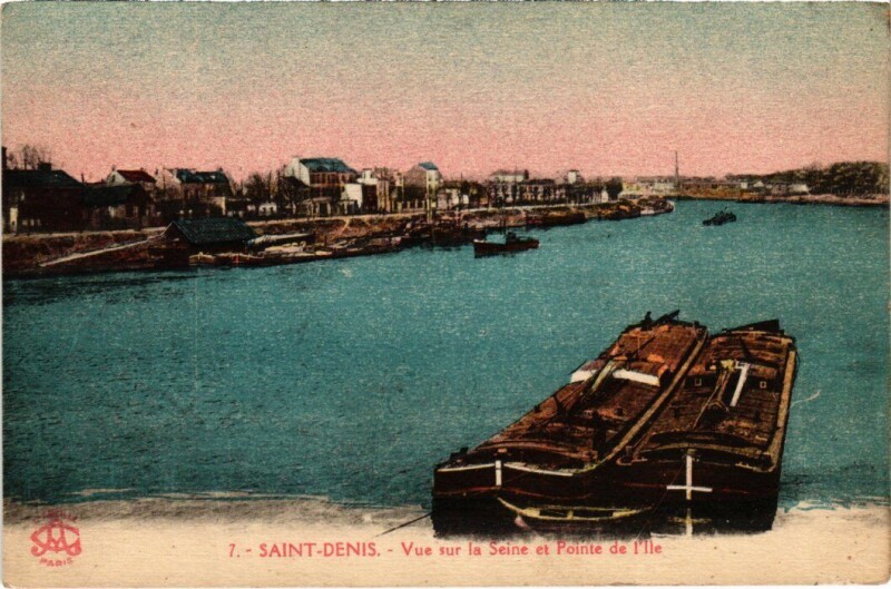 Carte postale ancienne Saint-Denis Vue sur la Seine et Pointe de l'Ile à Saint-Denis