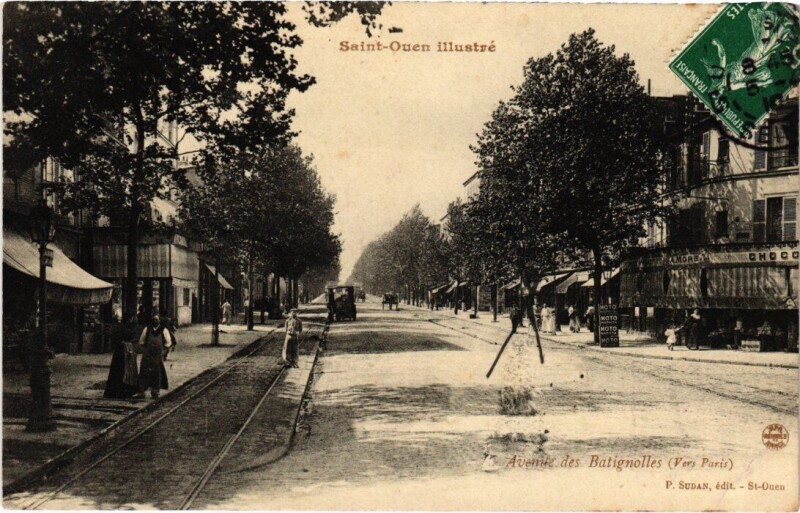 Carte postale ancienne Avenue des Batignolles (Vers Paris) à Saint-Ouen-sur-Seine