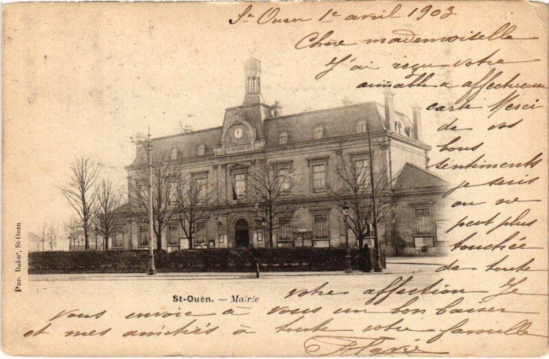 Carte postale ancienne Mairie à Saint-Ouen-sur-Seine