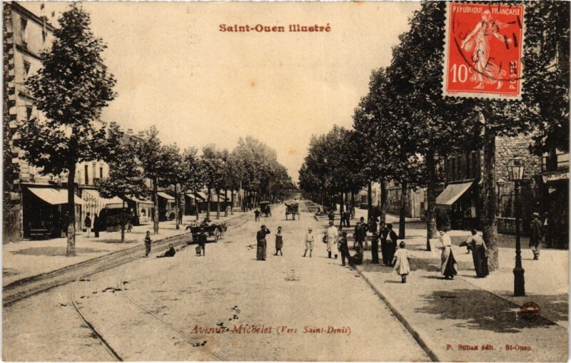 Carte postale ancienne Avenue Michelet (Vers Saint-Denis) à Saint-Ouen-sur-Seine