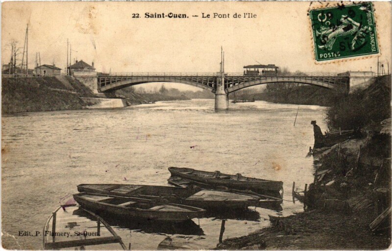 Carte postale ancienne Le Pont de l'Ile à L'Île-Saint-Denis