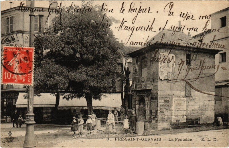 Carte postale ancienne Le Pre-Saint-Gervais La Fontaine
