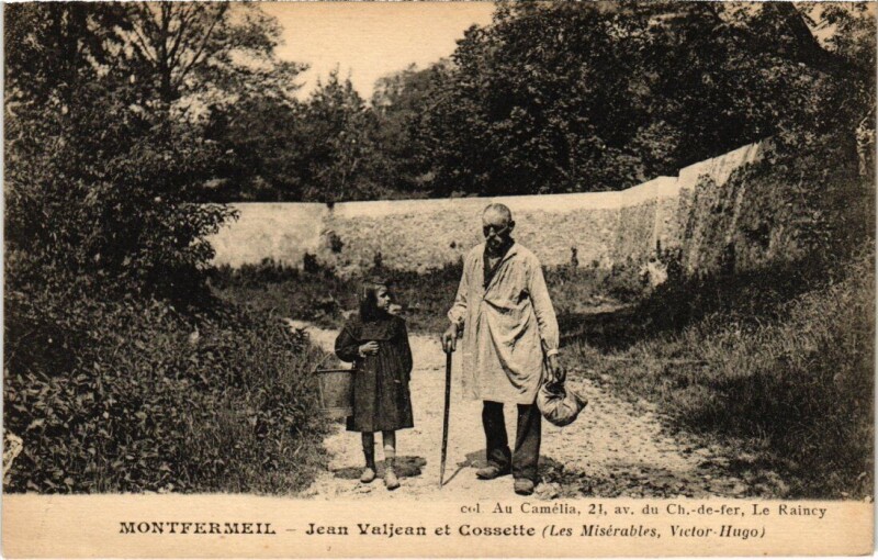 Carte postale ancienne Montfermeil Jean Valjean et Cosette à Montfermeil