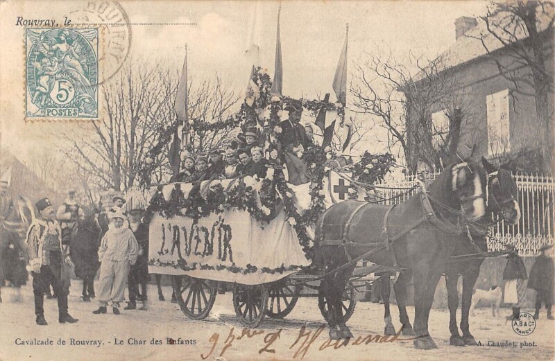 Carte postale ancienne Cavalcade De Rouvray - Le Char Des Enfants à Rouvray